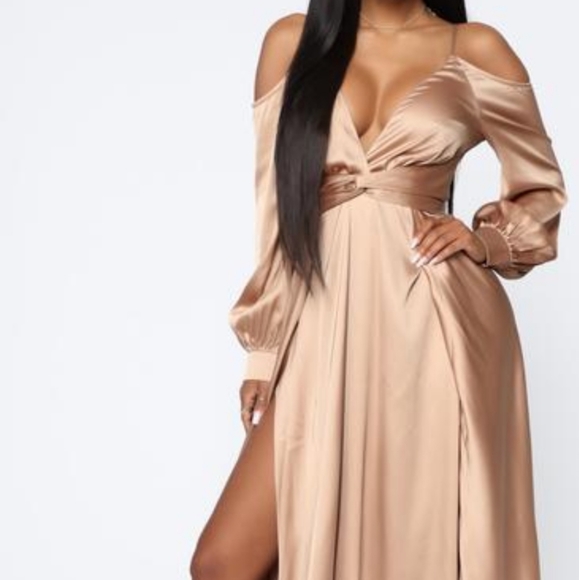 mansion dinner party satin gown